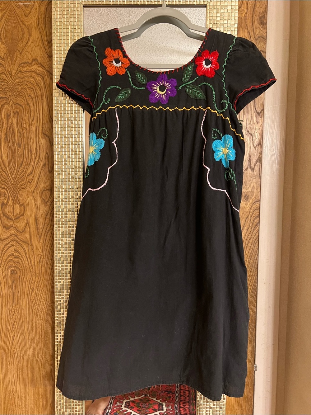 Vava by Joy Han Black Dress with Multicolor Floral Embroidery